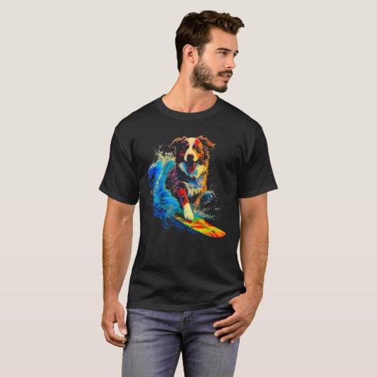 Dog Australian Shepherd Surfer T-shirt (Voorkant volledig)