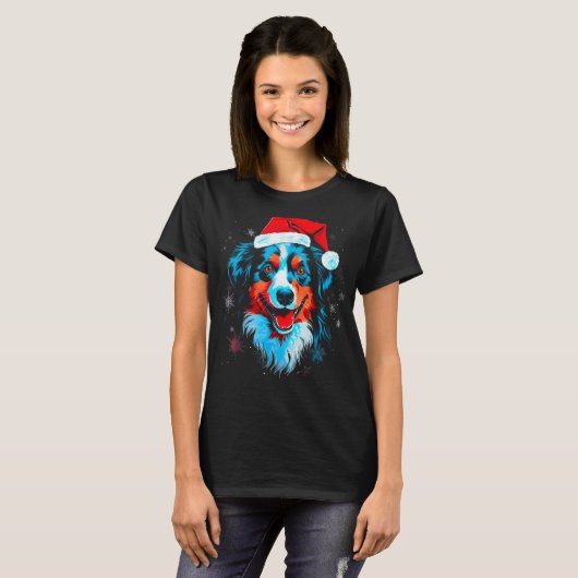 Dog Australian Shepherd Xmas T-shirt (Voorkant volledig)