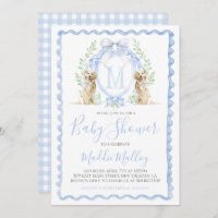 Dog Baby shower Preppy Boy Puppy Blue Gingham