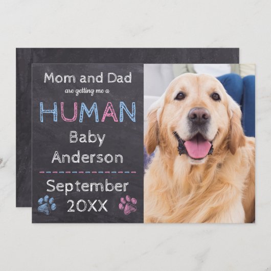 Dog Baby Zwangerschap Aankondiging (Voorkant / Achterkant)