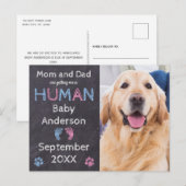 Dog Baby Zwangerschap Aankondiging Briefkaart (Voorkant / Achterkant)