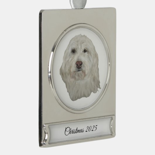 Dog Banner Ornament Verzilverd Banner Ornament (Rechts)