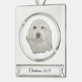Dog Banner Ornament Verzilverd Banner Ornament (Links)