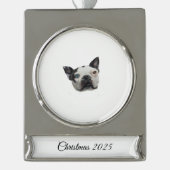 Dog Banner Ornament Verzilverd Banner Ornament (Voorkant)