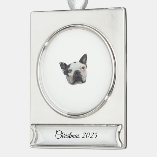 Dog Banner Ornament Verzilverd Banner Ornament (Links)