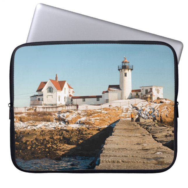 Dog Bar Lighthouse langs de oceaankust Laptop Sleeve (Voorkant)