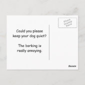 Dog Barking-klacht Briefkaart (Achterkant)
