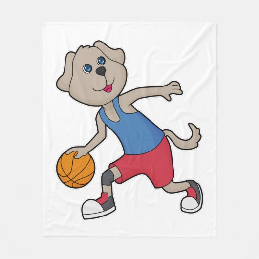 Dog Basketball speler Basketball Fleece Deken (Voorkant)