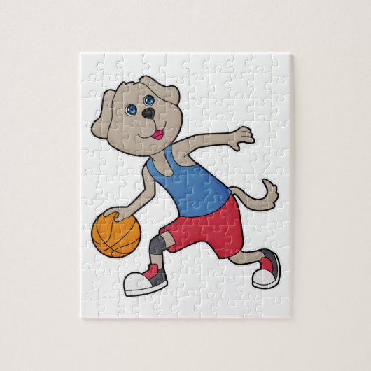 Dog Basketball speler Basketball Legpuzzel (Verticaal)