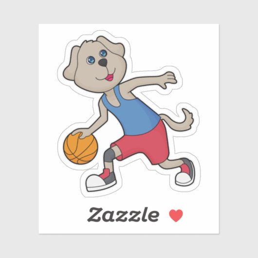 Dog Basketball speler Basketball Sticker (Vel)