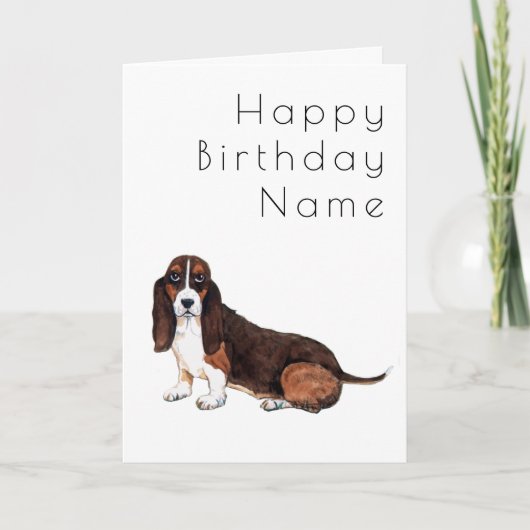 Dog Basset Hond Deco Birthday Kaart (Voorkant)