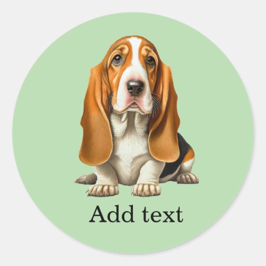 Dog, Basset Hound Portrait Template Ronde Sticker (Voorkant)