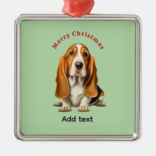 Dog, Basset Hound Template, Christmas Metalen Ornament (Voorkant)