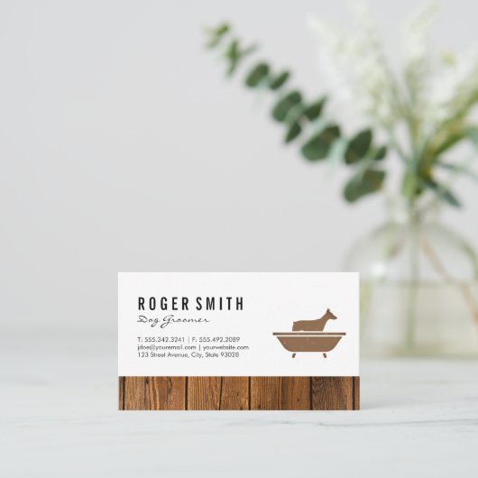 Dog Bath and Wood Trim Visitekaartje (Staand voorkant)