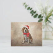 Dog Beagle in het rode pet van de kerstman Briefkaart (Staand voorkant)