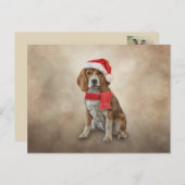Dog Beagle in het rode pet van de kerstman Briefkaart (Voorkant / Achterkant)