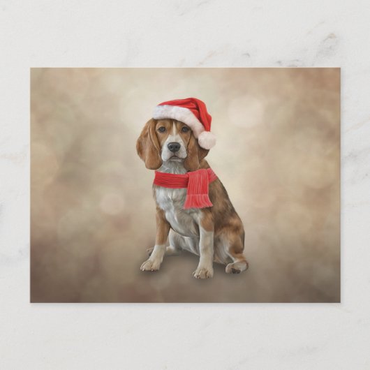 Dog Beagle in het rode pet van de kerstman Briefkaart (Voorkant)