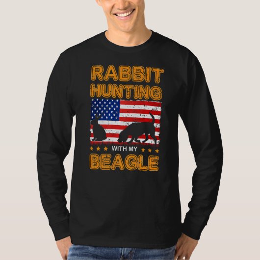 Dog Beagle Rabbit Hunter Usa Flag H T-shirt (Voorkant)