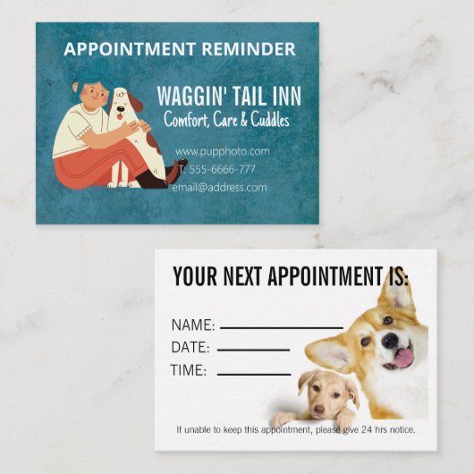 Dog Bed & Breakfast Business Appointment Card Notitiekaartje (Voorkant / Achterkant)