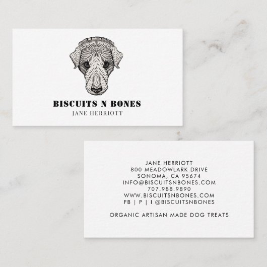 Dog Behandelt het Visitekaartje van de Baker (Voorkant / Achterkant)