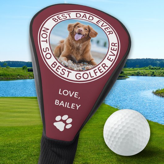 Dog Best Pap Ever Red White Funny Foto Golfheadcover