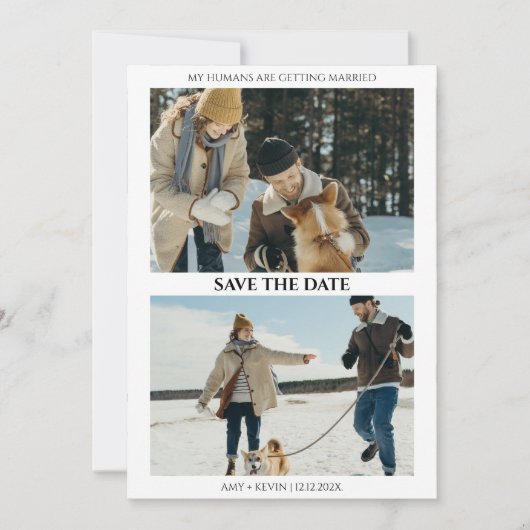 Dog bewaart de datum waarop mensen trouwen kaart (Voorkant)