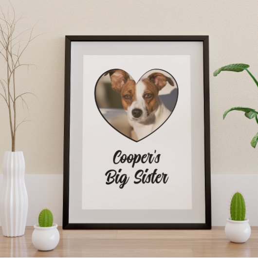 Dog big zus personaliseerde foto & tekst poster