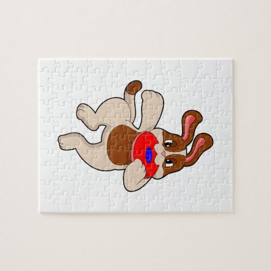 Dog bij afspelen legpuzzel (Horizontaal)