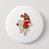 Dog bij afspelen ronde button 7,6 cm (Voorkant)