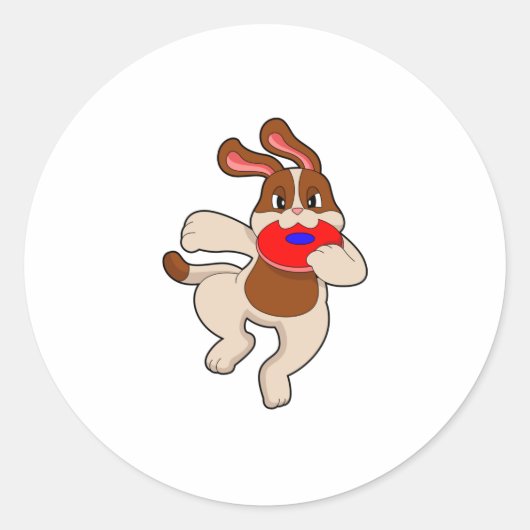 Dog bij afspelen ronde sticker (Voorkant)