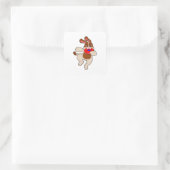 Dog bij afspelen vierkante sticker (Tas)