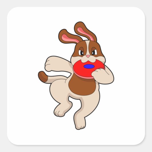 Dog bij afspelen vierkante sticker (Voorkant)