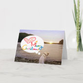 DOG BIJ BEACH WIST EEN "MERRY CHRISTMAS" FEESTDAGEN KAART (Voorkant)