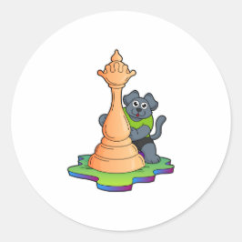 Dog bij Chess met Chess Ronde Sticker
