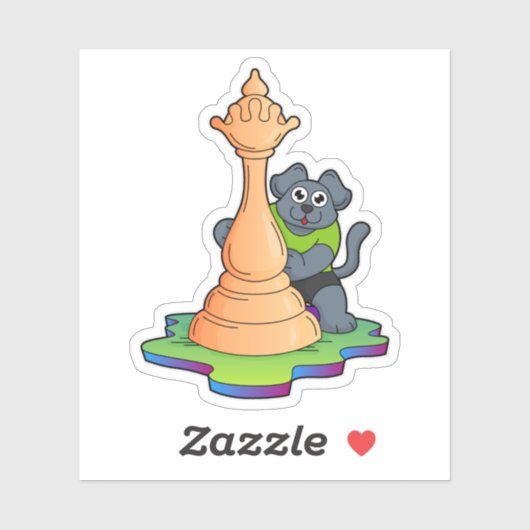 Dog bij Chess met Chess Sticker (Vel)