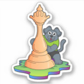 Dog bij Chess met Chess Sticker (Voorkant)