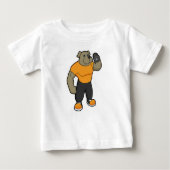 Dog bij Fitness met Dumbbell (Voorkant)