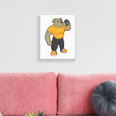 Dog bij Fitness met Dumbbell Canvas Afdruk (Insitu (Woonkamer))