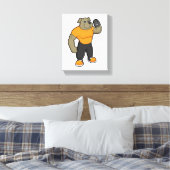 Dog bij Fitness met Dumbbell Canvas Afdruk (Insitu (Slaapkamer))