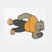 Dog bij Fitness met Dumbbell Fleece Deken (Voorkant (Horizontaal))