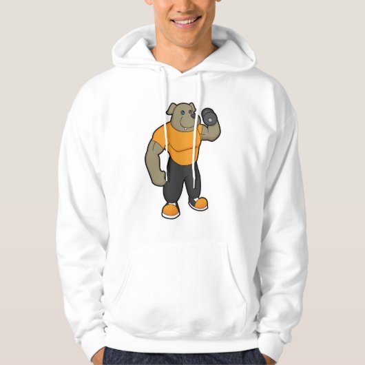 Dog bij Fitness met Dumbbell Hoodie (Voorkant)