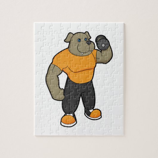 Dog bij Fitness met Dumbbell Legpuzzel (Verticaal)