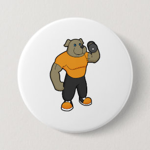 Dog bij Fitness met Dumbbell Ronde Button 7,6 Cm