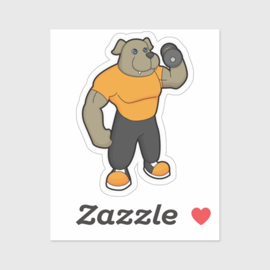 Dog bij Fitness met Dumbbell Sticker (Vel)