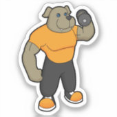 Dog bij Fitness met Dumbbell Sticker (Voorkant)