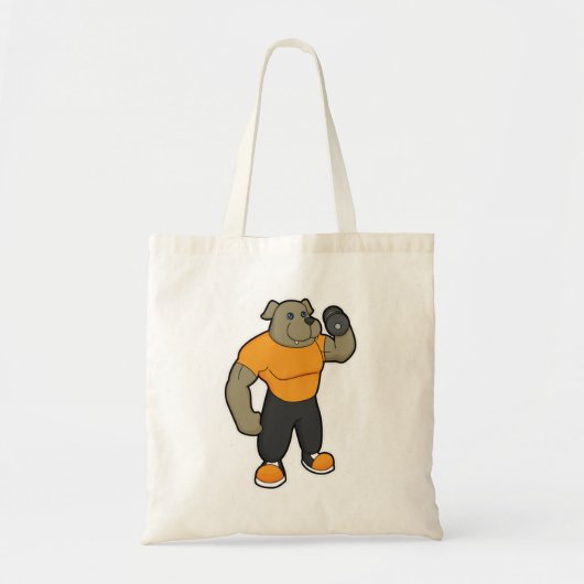 Dog bij Fitness met Dumbbell Tote Bag (Voorkant)