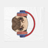 Dog bij Muziek met Hoofdtelefoon Fleece Deken (Voorkant (Horizontaal))