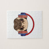 Dog bij Muziek met Hoofdtelefoon Legpuzzel (Horizontaal)