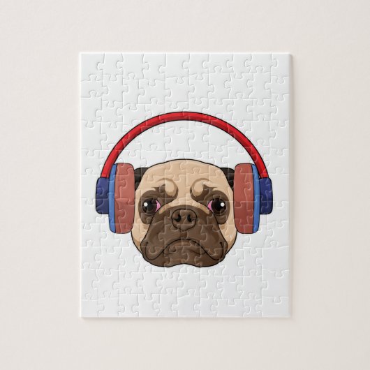 Dog bij Muziek met Hoofdtelefoon Legpuzzel (Verticaal)