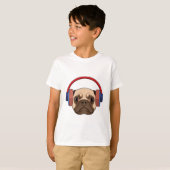 Dog bij Muziek met Hoofdtelefoon T-shirt (Voorkant volledig)
